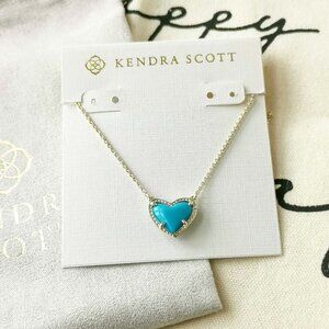Kendra Scott Pendant Necklace - Ari Heart Turquoise Magnesite Gold